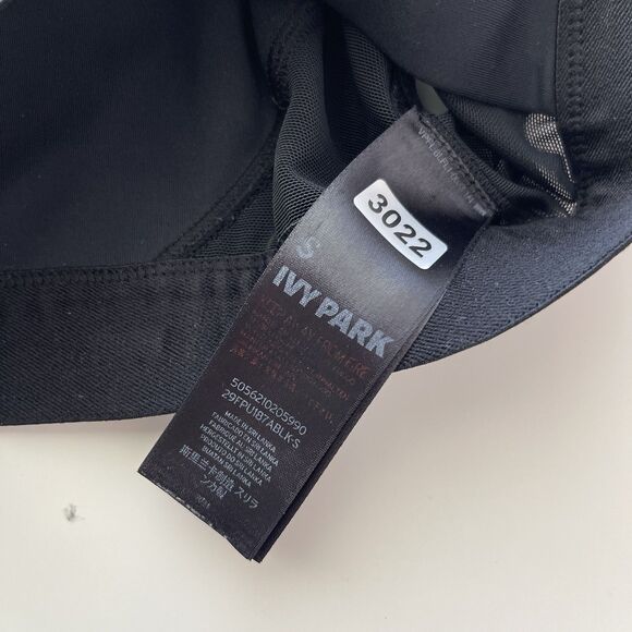 Ivy Park Sports Bra Small Black Fishnet-Style Logo Active Low Impact Racerback - Picture 7 of 8